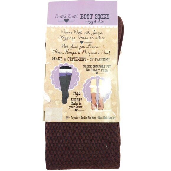 Britt's Knits Women's Brown And Cream Lace Cozy & Chic Boot Socks - Picture 4 of 5
